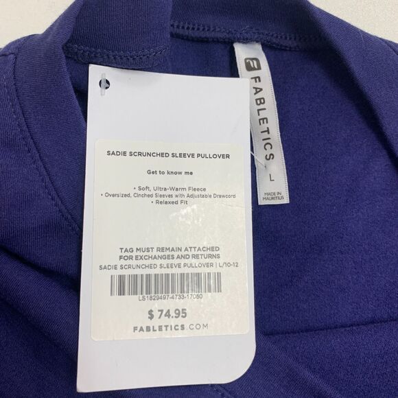 Fabletics Sadie Scrunched Sleeve Pullover L Large Soft Fleece Lined Sweater - Picture 8 of 12